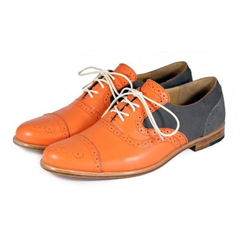 Oxford shoes Poppy M1093B Brown Mustard - Men's Oxford Shoes - Genuine Leather Orange