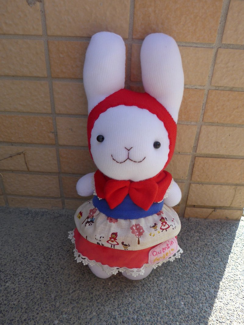 【幸福咩咩•手作小舖】可愛小紅帽小兔娃娃 - 玩偶/公仔 - 其他材質 