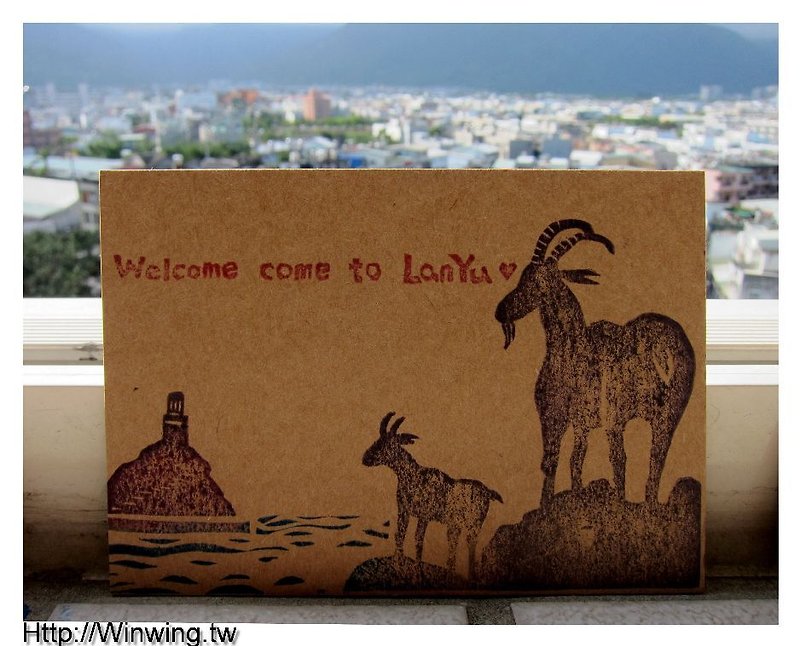 Overlooking the goat-hand-engraved kraft paper postcard - Cards & Postcards - Paper 