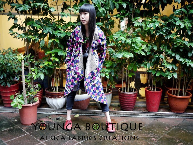 Post Free Shipping! Yang Ga African fabric colorful cardigan long coat! (The last spot one) - Women's Casual & Functional Jackets - Other Materials Red