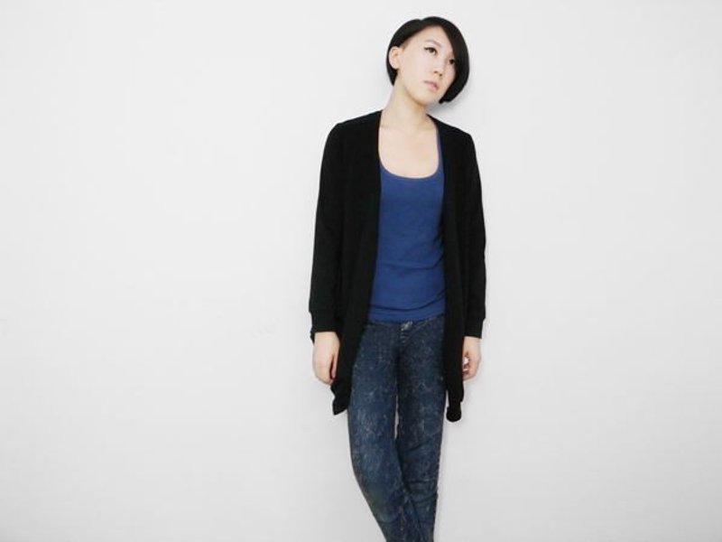 I . A . N Design  有機棉長袖特殊版型小外套 Organic Cotton - 女大衣/外套 - 棉．麻 黑色