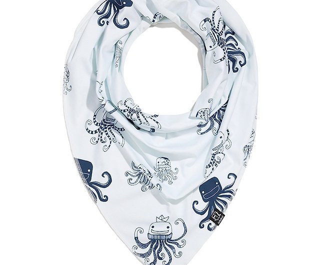 2015 Spring/Summer kukukid full blue octopus scarf on white background -  Shop lillian-baby Bibs - Pinkoi