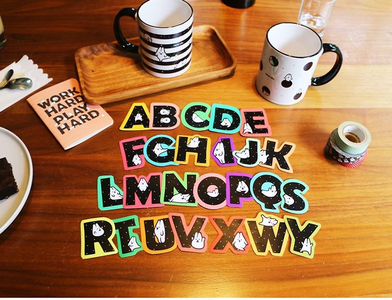 *Mori Shu*糬 rabbit A to Z letter handmade sticker set (optional 4) - Stickers - Paper Multicolor
