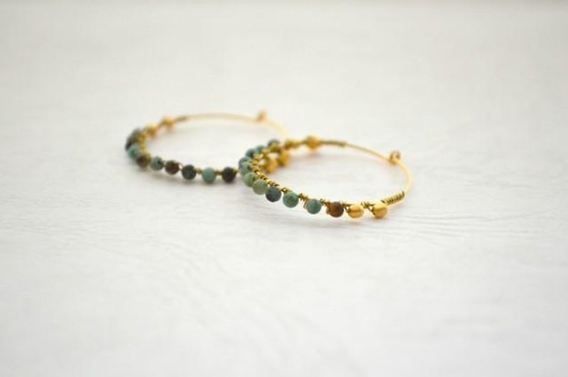 Turquoise hoop earrings - Earrings & Clip-ons - Other Metals Green