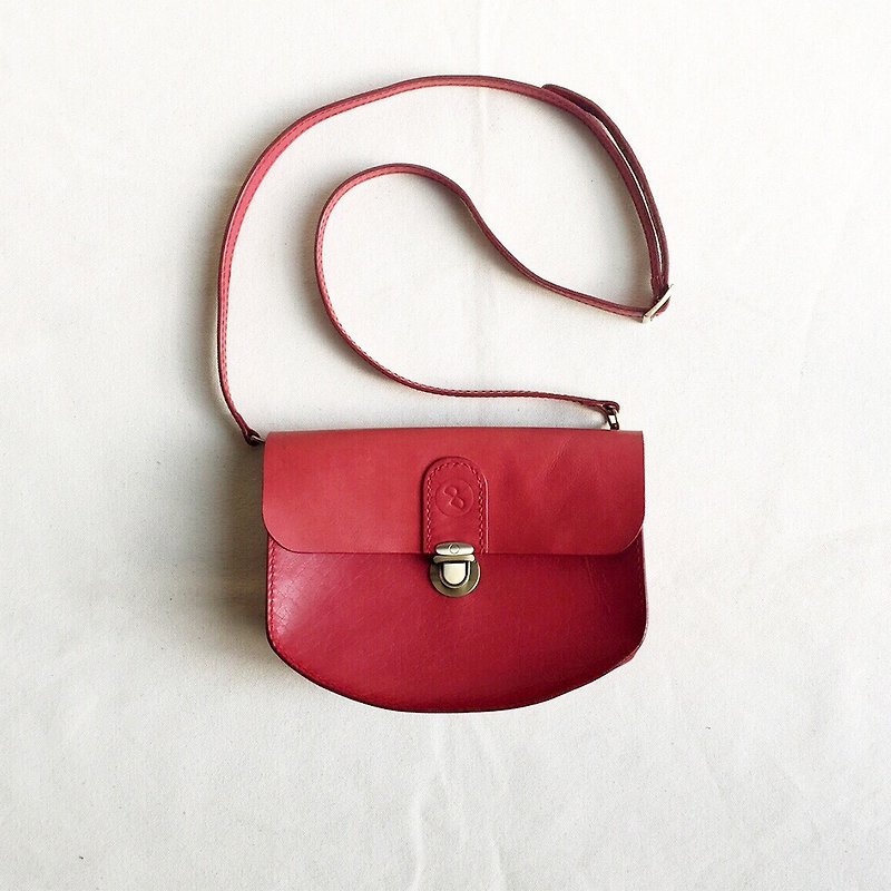 DUAL the lady's Saddle bag - กระเป๋าแมสเซนเจอร์ - หนังแท้ สีแดง