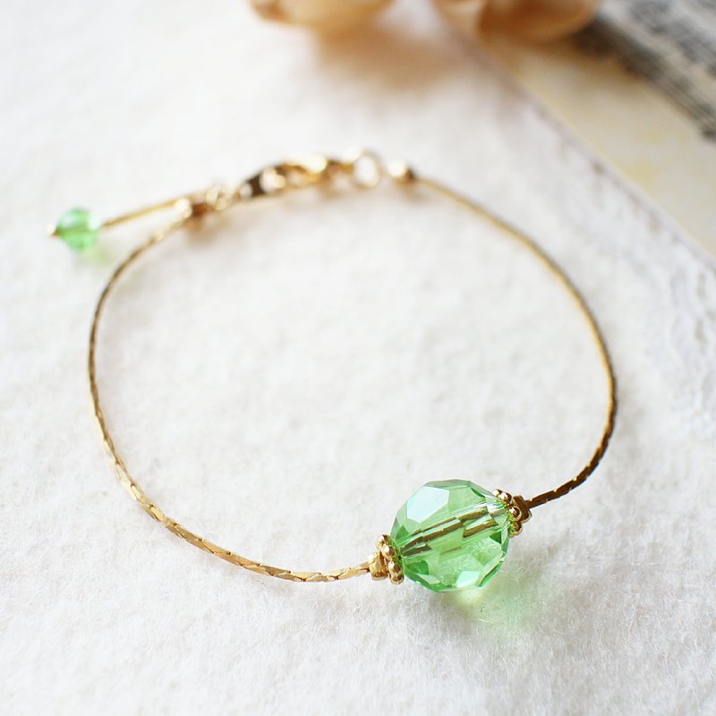 EF NO.7 Color Chic Simple emerald green cut glass sphere Bracelet - สร้อยข้อมือ - แก้ว สีเขียว