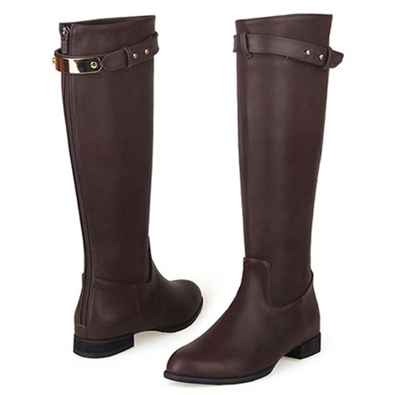  SPUR Belted Riding Boots  19077 BROWN - Women's Boots - Genuine Leather Brown