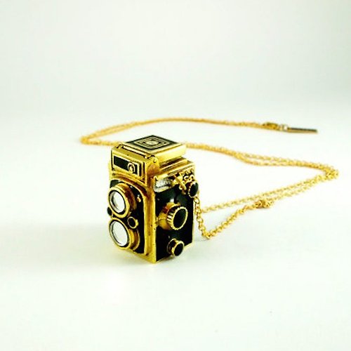 MAFIA JEWELRY Vintage Camera twin-lens reflex camera (TLR) in Brass with oxidized antique gold color ,Rocker jewelry ,Skull jewelry,Biker jewelry