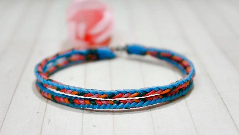 Hand-knitted silk Wax thread style <Double Parallel> //You can choose your own color// - สร้อยข้อมือ - ขี้ผึ้ง หลากหลายสี