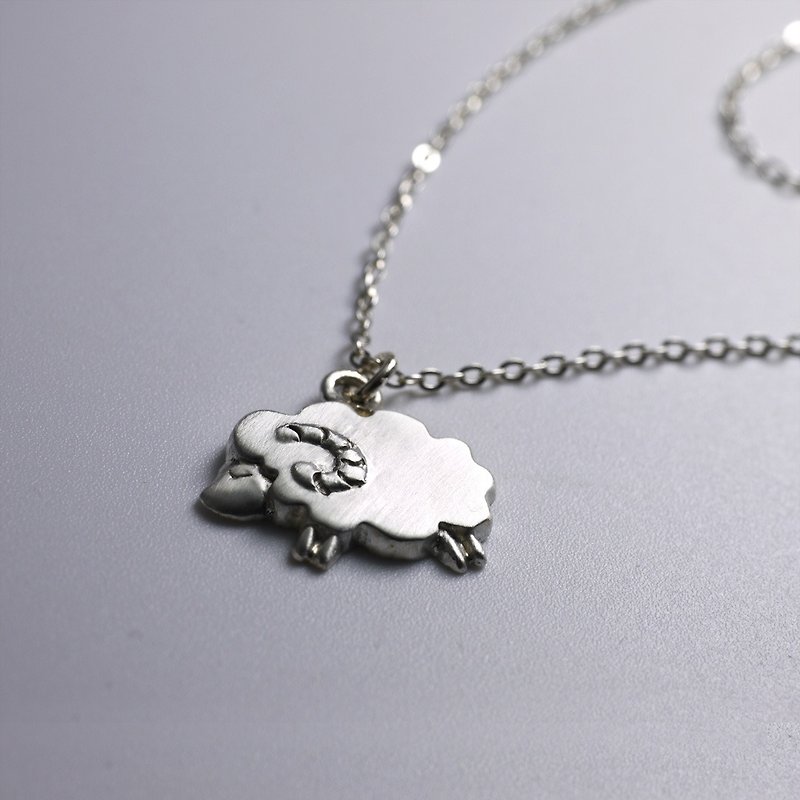 Lovely Zoo - Tiny Sheep Necklace - Custom Hand Stamped - animal necklace - Necklaces - Sterling Silver Silver