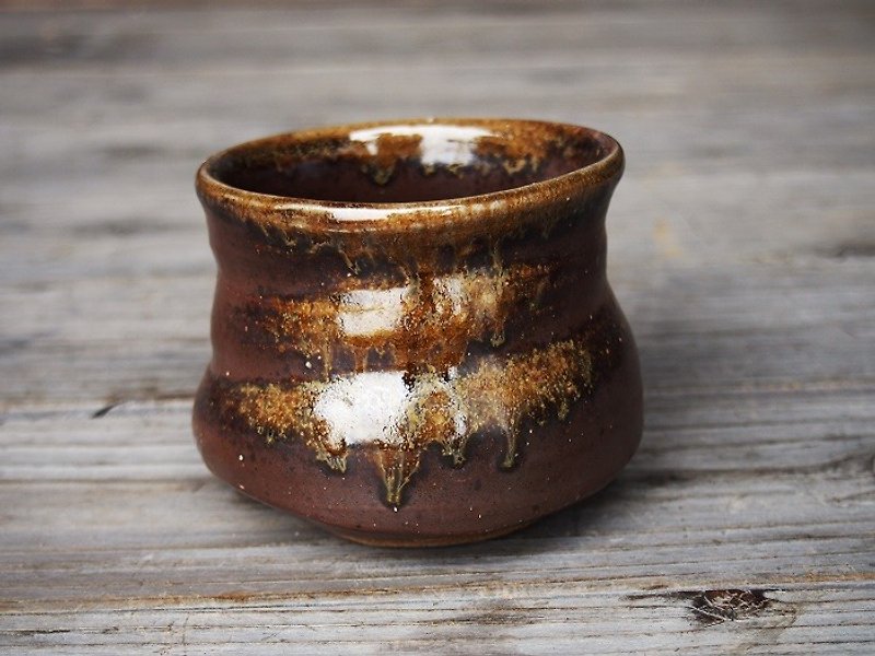 日本岡山備前 陶器 燒酒杯（大）s004-4 - 花瓶/花器 - 其他材質 咖啡色