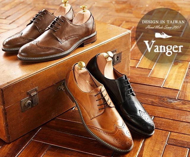 Vanger elegant and beautiful ‧ genteel polished wooden sole Derby shoes  Va201 black - Shop vanger Men's Oxford Shoes - Pinkoi