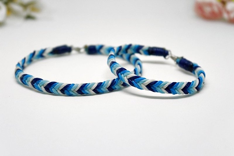 Hand-knitted silk Wax thread type <Fish Tail> //You can choose your own color// - Bracelets - Wax Blue