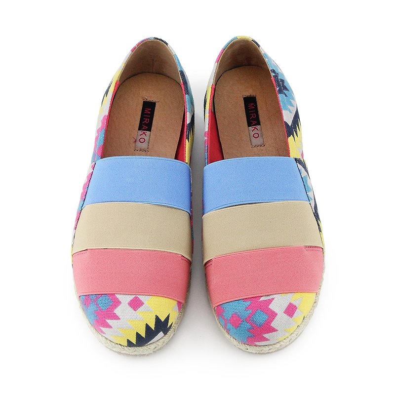 Caramel Frappuccino W1047 - Women's Oxford Shoes - Cotton & Hemp Multicolor