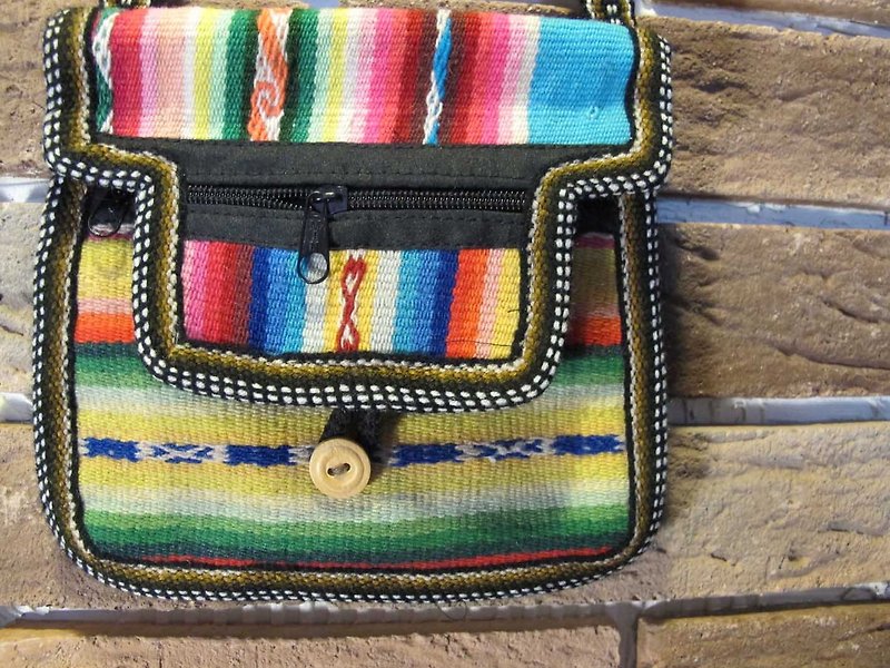 祕魯駱馬古布 編織隨身側方包-彩色 - 側背包/斜背包 - 其他材質 多色