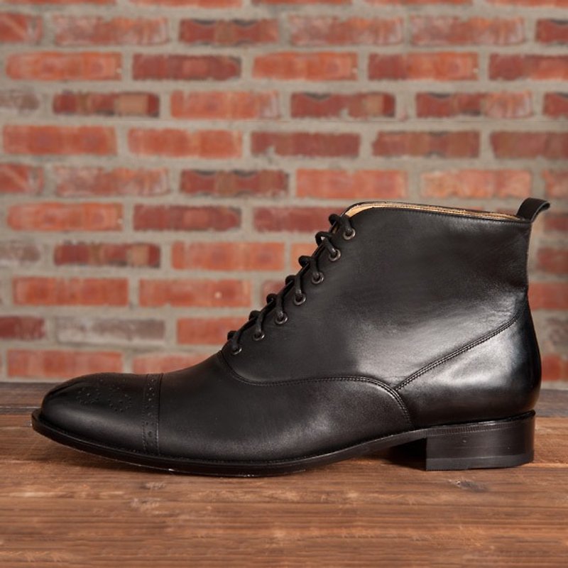 Fruit yield Balmoral Pidi classic black boots - รองเท้าลำลองผู้ชาย - หนังแท้ สีดำ