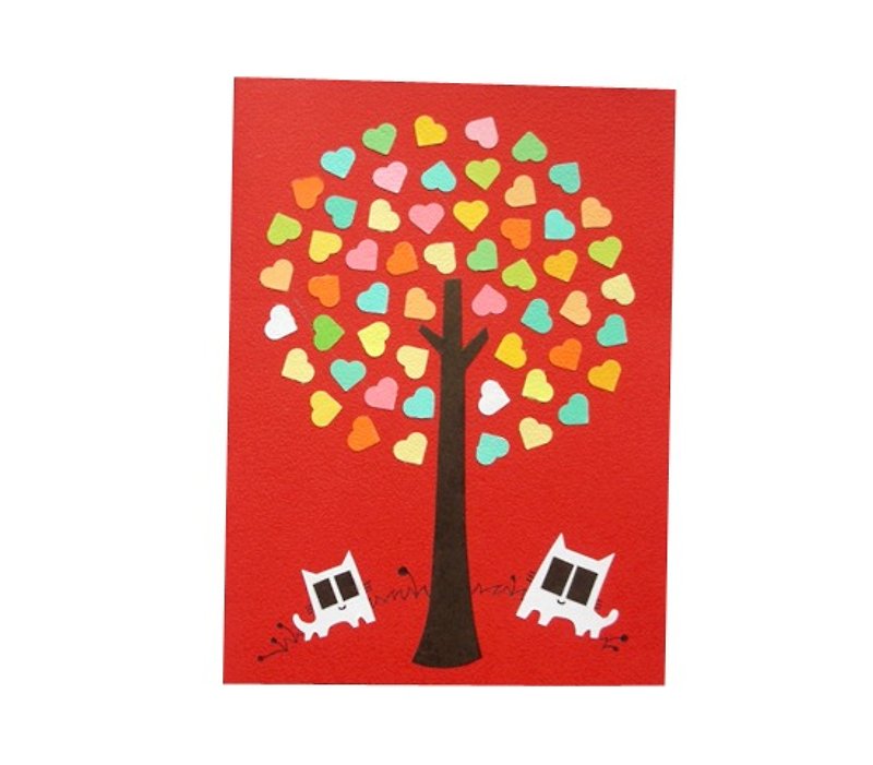 Craft Cards: two small white and Giving Tree (Valentine card, thank you card, universal cards) - การ์ด/โปสการ์ด - กระดาษ สีแดง