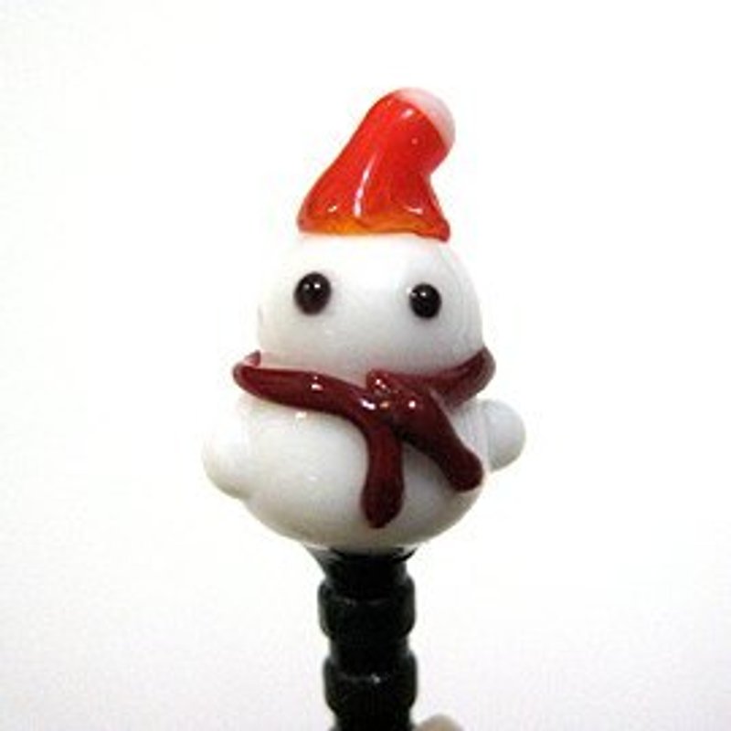 Christmas Series ~ Snowman glass / phone dust plug - ที่ตั้งมือถือ - แก้ว ขาว
