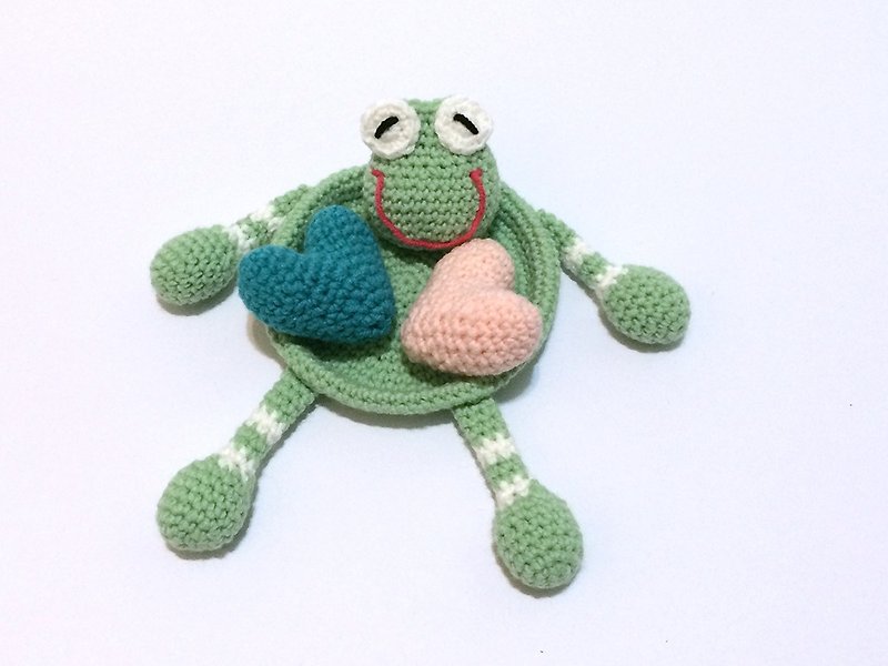 Aprilnana_Frog crochet platte - Storage - Other Materials Green