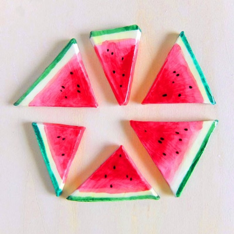 Watermelon brooch - Brooches - Other Materials Red