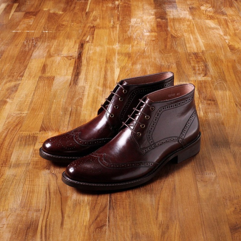 Vanger elegant beauty ‧ gentleman style carved Derby boots Va148 classic coffee - รองเท้าลำลองผู้ชาย - หนังแท้ สีนำ้ตาล
