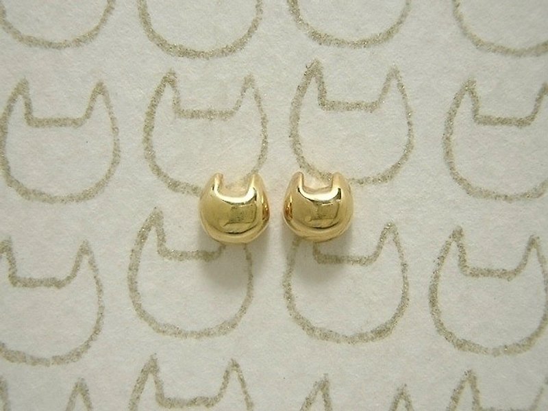 miaow icon earrings K18GP ( cat gold plated silver earrings 貓 猫 镀金物 銀 穿孔耳环 ) - ピアス・イヤリング - 金属 イエロー