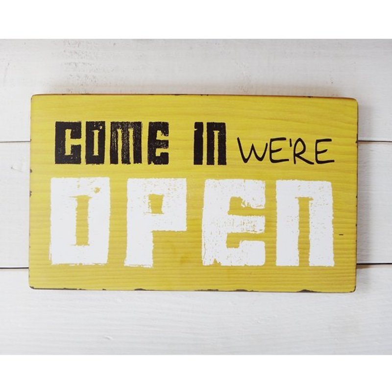 Vantage Signboard-Open-Yellow - Items for Display - Wood Multicolor