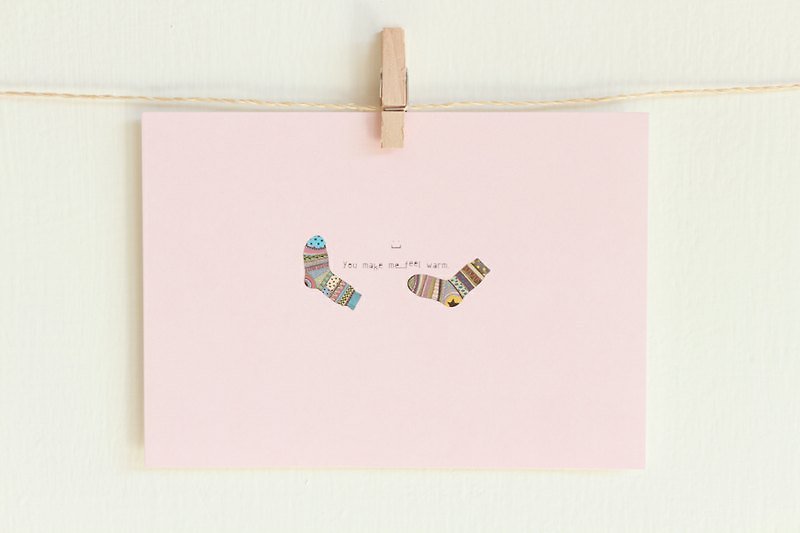 Illustration winter warm card-you make me feel warm - การ์ด/โปสการ์ด - กระดาษ สึชมพู