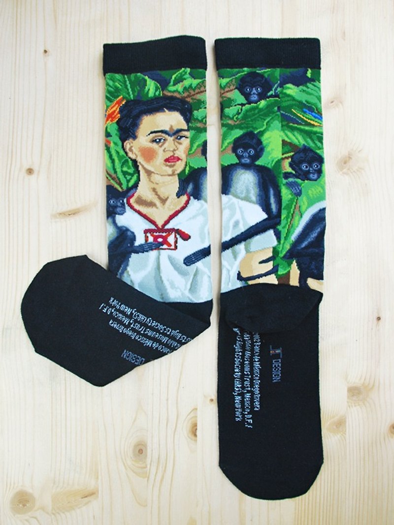 Other Materials Socks - JHJ Design Canadian brand high-color knitted cotton socks famous painting series-Frida Kahlo socks (knitted cotton socks) Self-portrait monkey