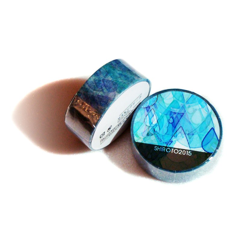 Light blue water droplets - paper tape - Washi Tape - Paper Blue