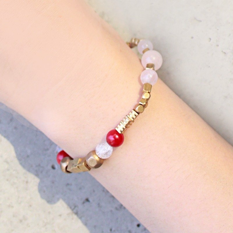 Virgo ◆constellation - Natural stone / Gemstone / Brass / Bracelet Jewelry design - Bracelets - Gemstone Red