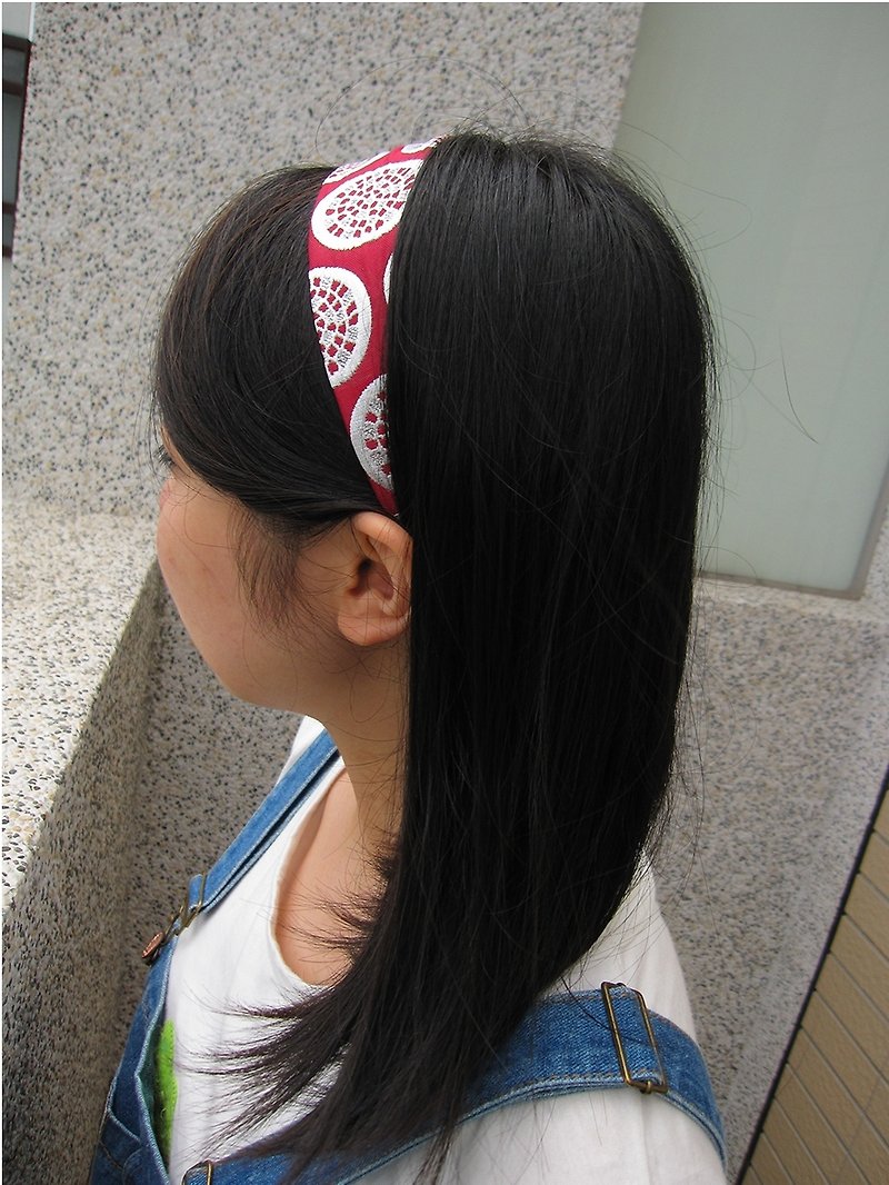 紅石榴髮帶 - Hair Accessories - Other Materials Red