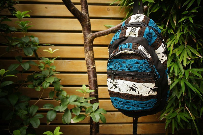 Vista [見聞] ，Alfonzo 印花系列 - 手工編織後背包 - 蜂鳥 - ショルダーバッグ - その他の素材 ブルー