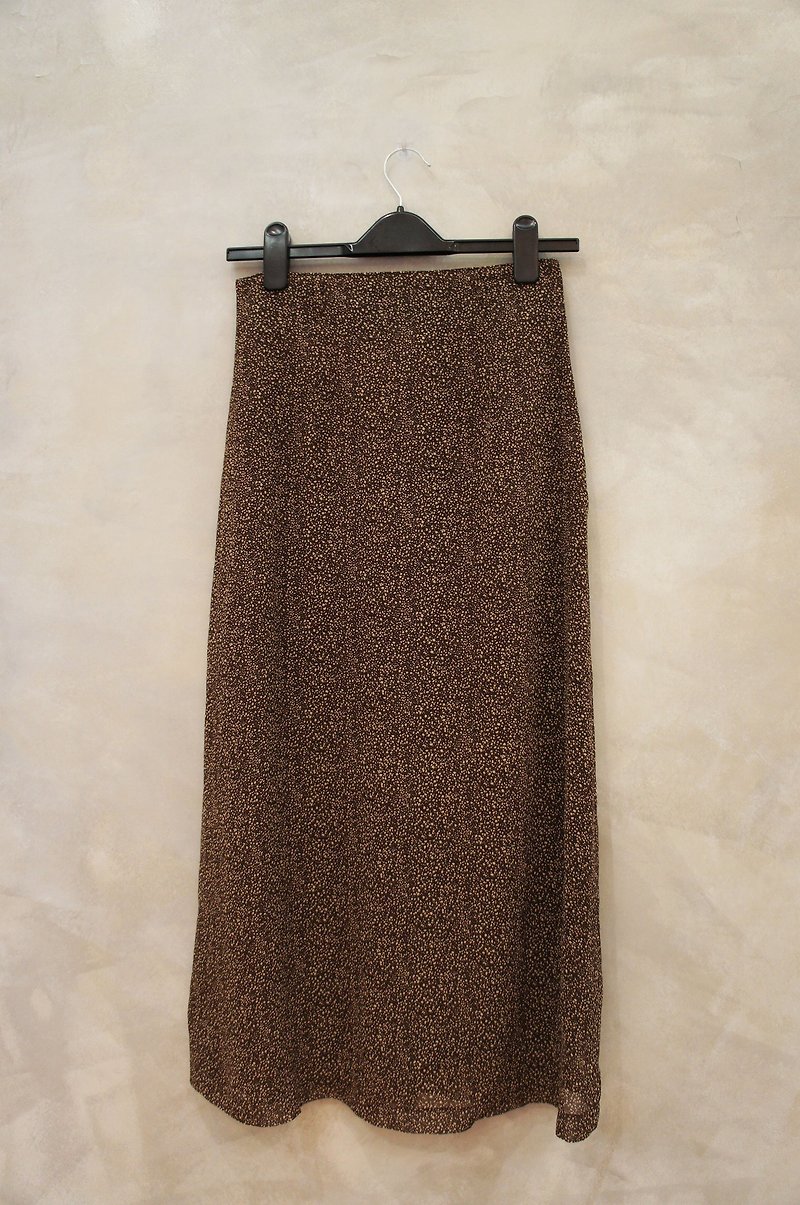 Beige point coffee thin chiffon dress vintage PdB - Skirts - Other Materials Brown
