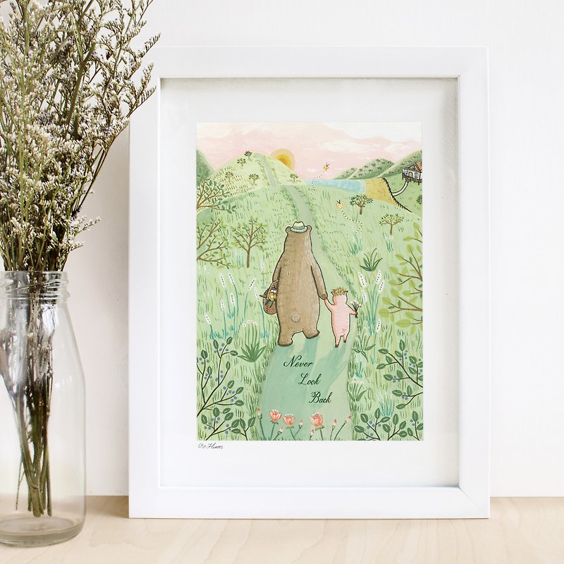 "Bear and pig series" -never look back illustration print - Other - Paper 