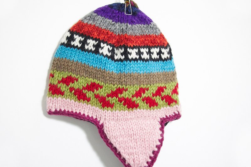 Hand-knit wool hat / hand-knit cap within the bristles / flight caps / wool hat / crochet caps - Eastern Europe wind geometric ethnic patterns (manual limits a) - หมวก - วัสดุอื่นๆ หลากหลายสี
