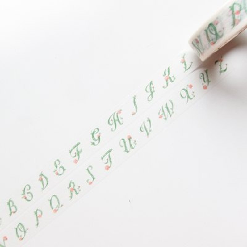 Aimez le style 和紙膠帶 (00477 花卉英文字母-綠色) - มาสกิ้งเทป - กระดาษ สีเขียว