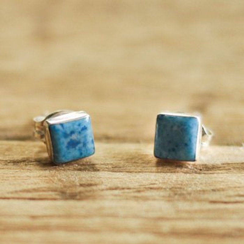 青金石寶石耳環 - Earrings & Clip-ons - Other Materials Blue