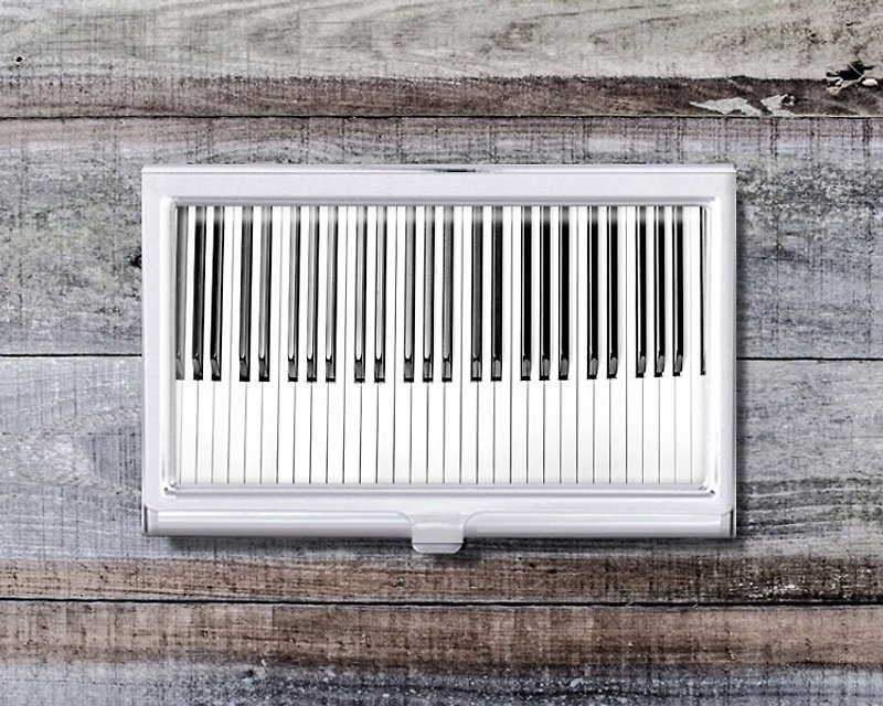 Piano-Business Card Holder/Business Card Case/Office Worker Accessories【Special U Design】 - Card Holders & Cases - Other Metals White