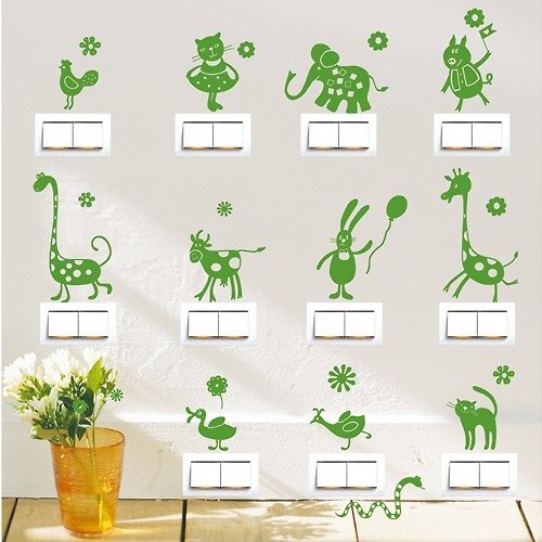 Smart Design 設計 壁貼 Smart Design 創意無痕壁貼◆動物開關貼 8色可選