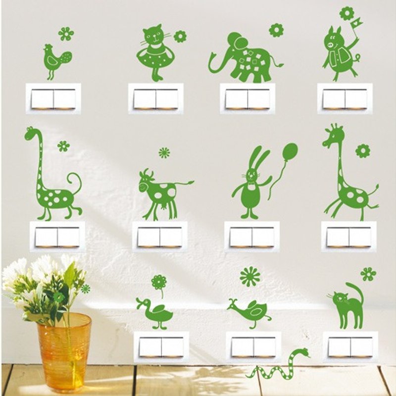 Smart Design creative non-marking wall stickers ◆ Animal switch stickers 8 colors available - ตกแต่งผนัง - พลาสติก 