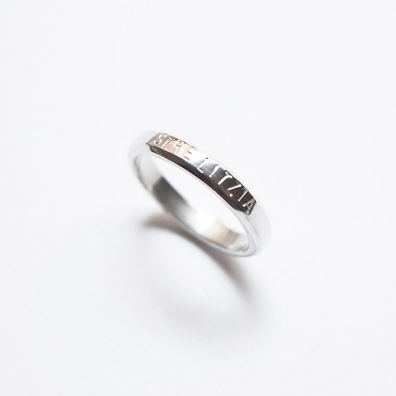 925 Silver Hand Stamped Ring - แหวนทั่วไป - โลหะ สีเงิน