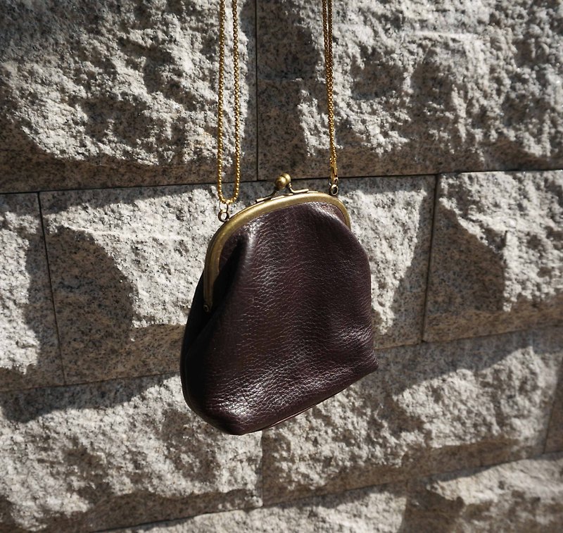 Sienna leather carry small mouth gold - กระเป๋าใส่เหรียญ - หนังแท้ สีนำ้ตาล