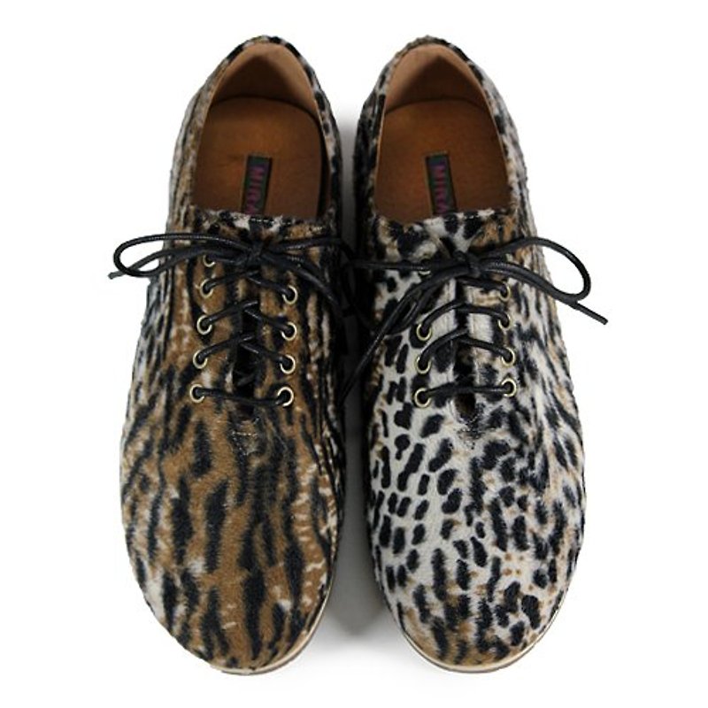 Two Tone Lace-up Shoes M1105A Snow Leopard - 女休閒鞋/帆布鞋 - 棉．麻 金色