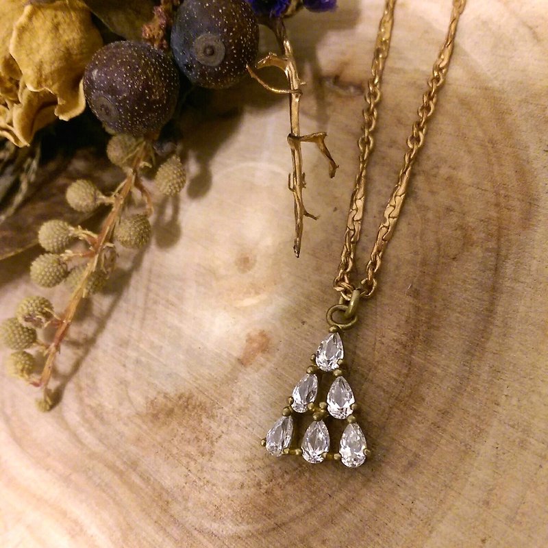 Pyramid Zircon Brass necklace - Necklaces - Gemstone 