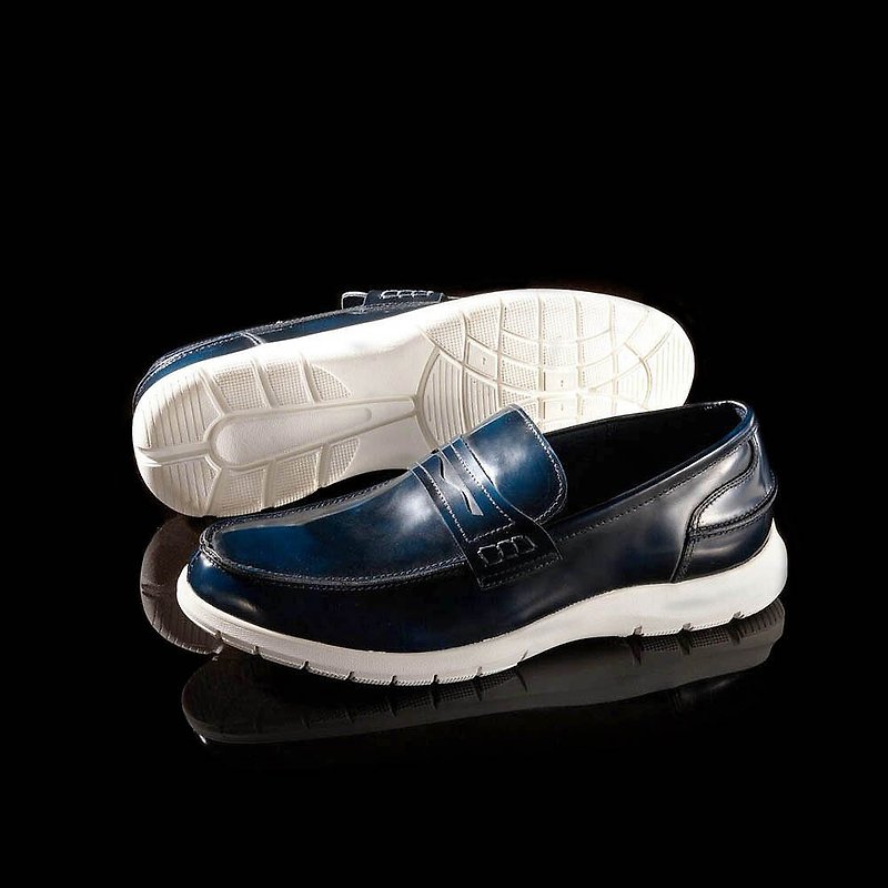Vanger elegant beauty ‧ sports trends Carrefour casual shoes Va202 blue - รองเท้าอ็อกฟอร์ดผู้ชาย - หนังแท้ สีน้ำเงิน