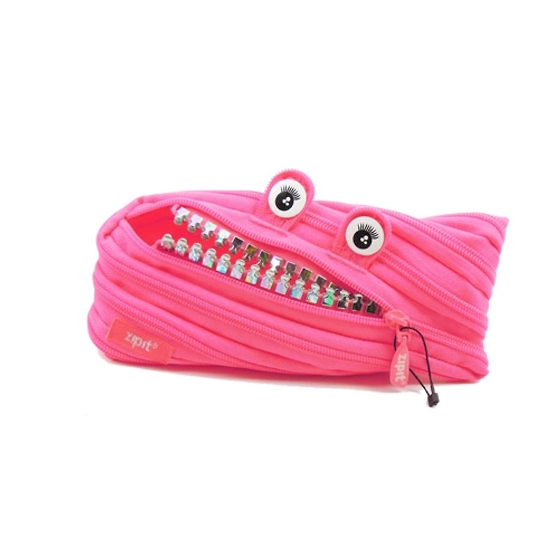 Zipit 怪獸拉鍊包鋼牙版(中)-螢光粉 - 化妝袋/收納袋 - 其他材質 粉紅色