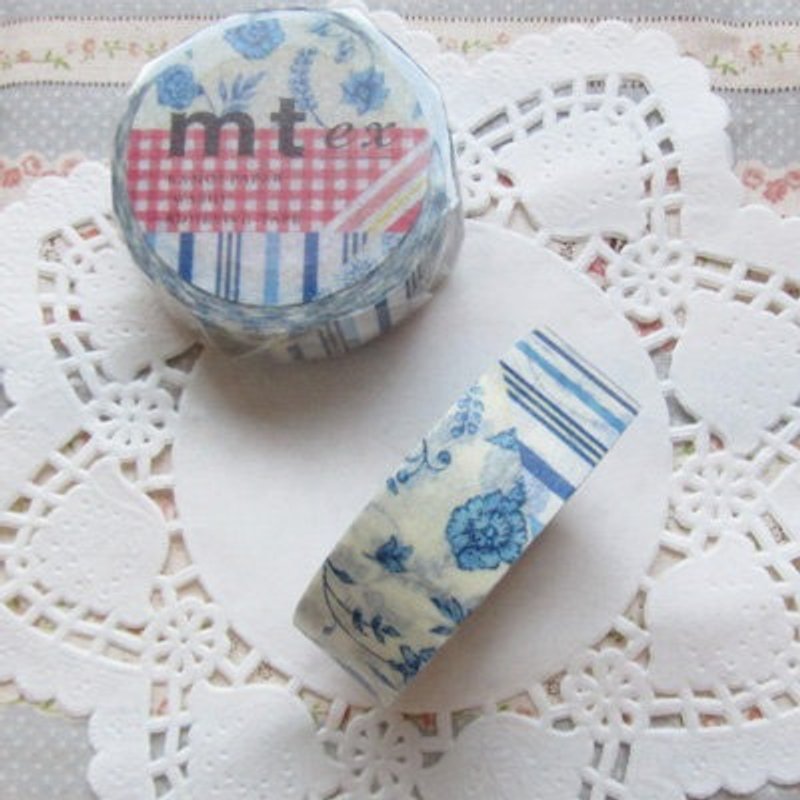 mt and paper tape mt ex [flower collage - Blue (MTEX1P55)] - Washi Tape - Paper Blue