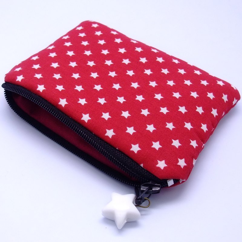 Zipper pouch / coin purse (padded) (ZS-6) - กระเป๋าใส่เหรียญ - ผ้าฝ้าย/ผ้าลินิน สีแดง