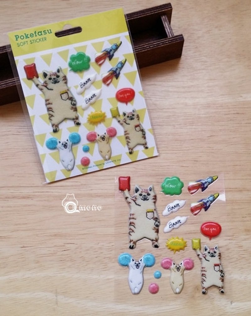 Marks Pokefasu PVC three-dimensional sticker (POK-ST2-YE referee cat) - Stickers - Paper Yellow